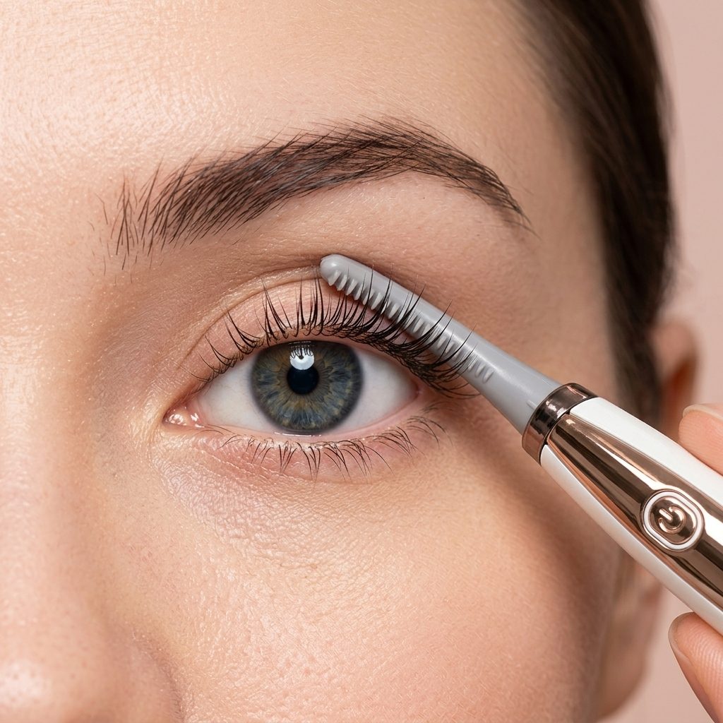 Curved silicone comb fitting eyelid arc