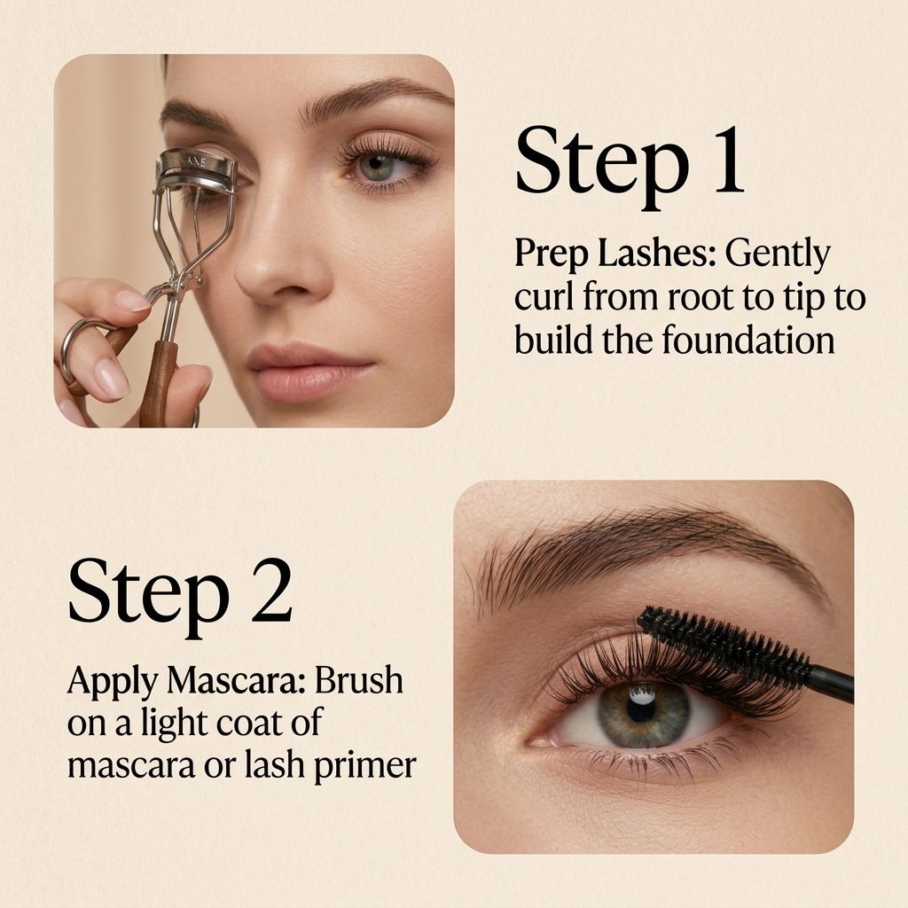 Step 1 and 2 prep lashes and mascara guide